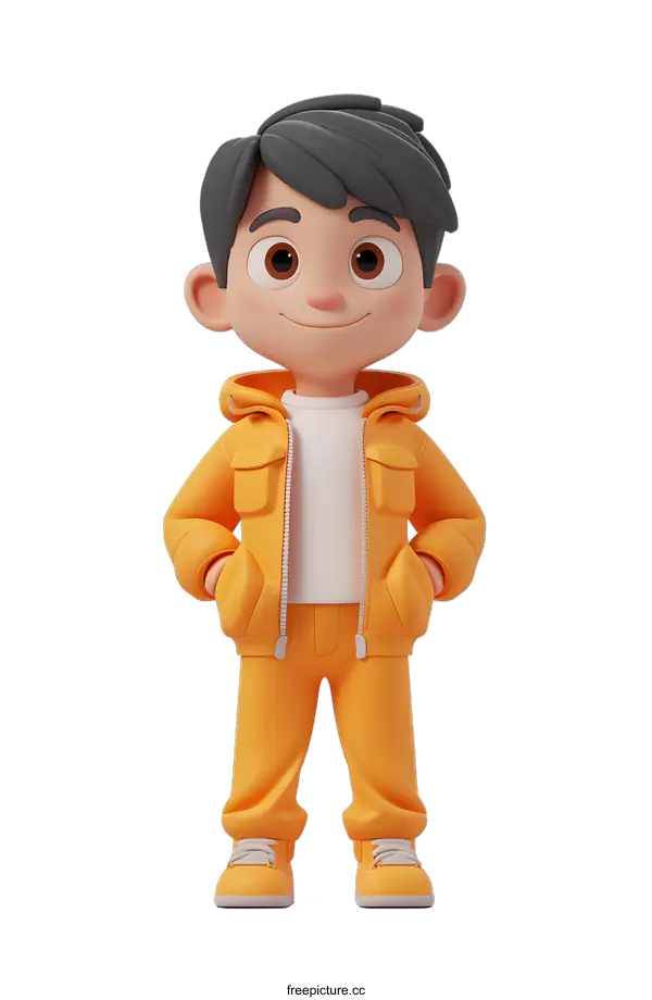 [Transparent Background PNG]3D rendering of a happy young boy