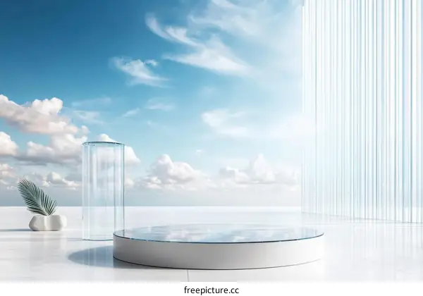 Modern Minimalist Glass Podium Display Background