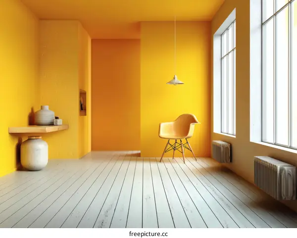 Yellow Room Interior Design Illustration