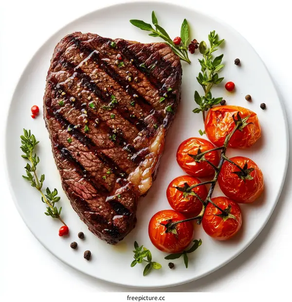 Grilled Steak with Roasted Cherry Tomatoes