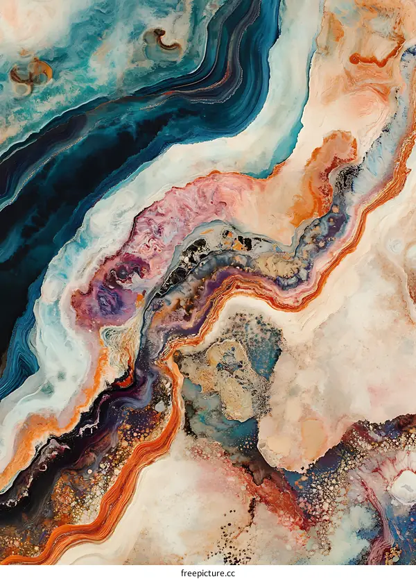 Abstract Art with Colorful Swirls and Layers