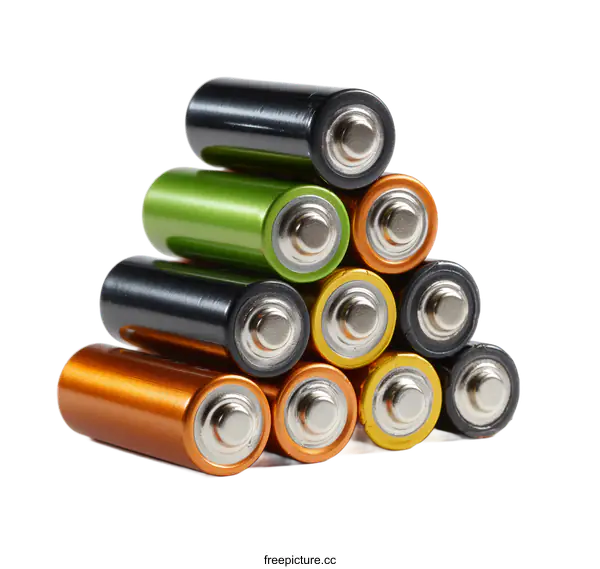 [Transparent Background PNG]Stacked Colorful Batteries