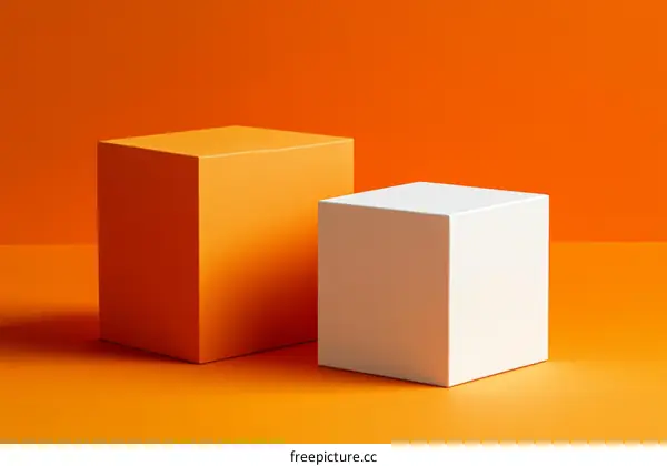 Orange and White Geometric Display Boxes