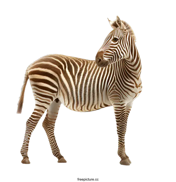[Transparent Background PNG]Striped Zebra Standing on White Background