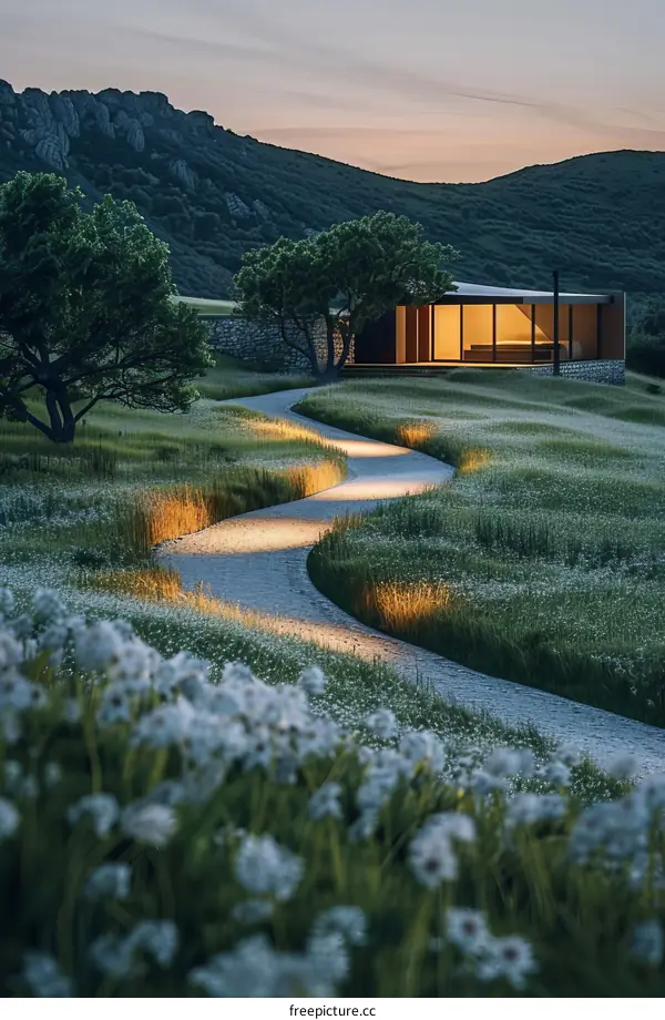 Modern house with beautiful landscape