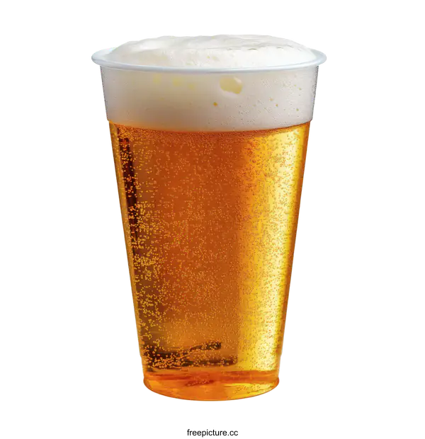 [Transparent Background PNG]Plastic Beer Glass with Foamy Top