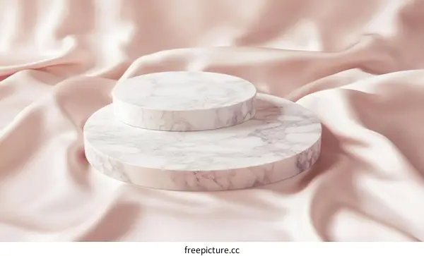 Elegant Marble Pedestal on Soft Satin Background