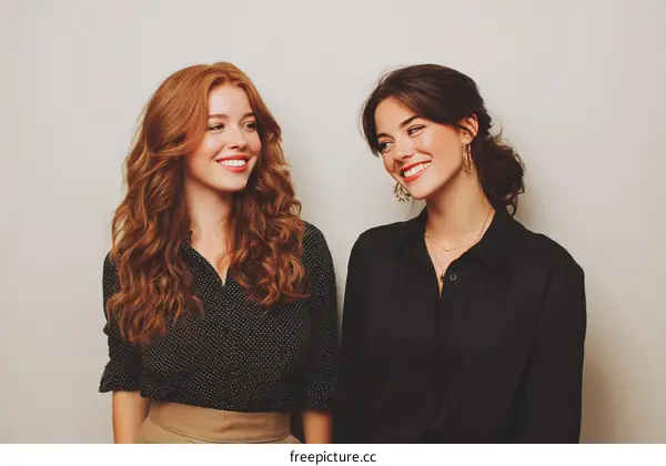 Two Caucasian Women Smiling Portrait
