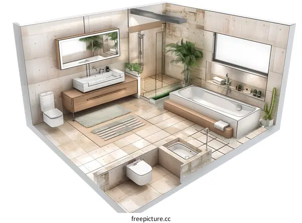 Modern Minimalist Bathroom Interior Design Illustration