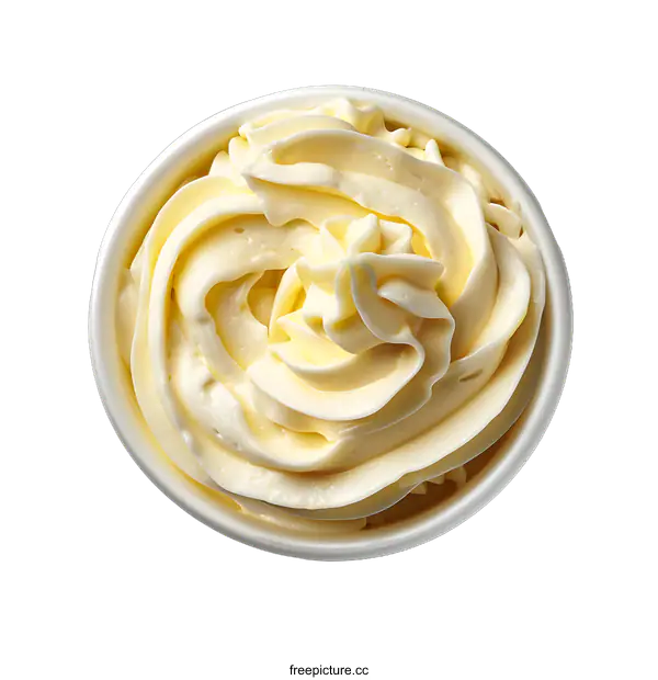 [Transparent Background PNG]White vanilla cream in a white bowl