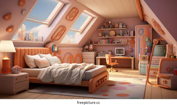Cozy and Colorful Playhouse in Roomy Attic