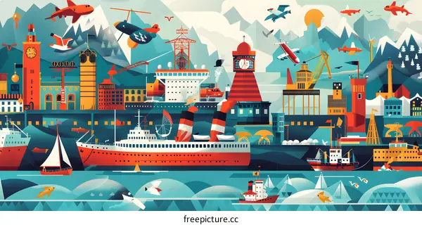 Cityscape With Boats And Buildings