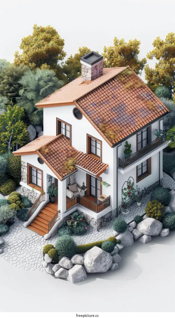 Modern Two-Story House with Garden