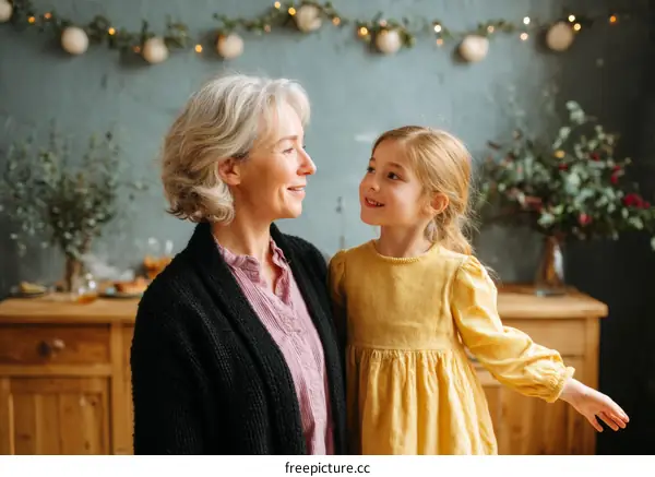 Grandmother and Granddaughter Enjoying a Festive Holiday