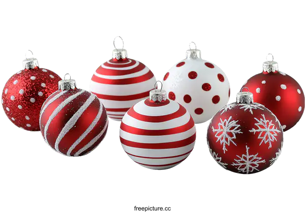 [Transparent Background PNG]Christmas Ornaments Red and White Balls