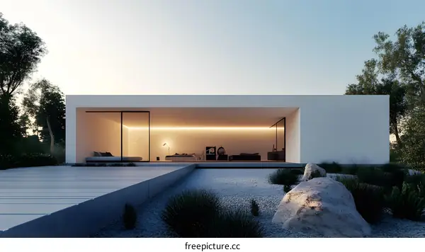 Minimalist Modern House Exterior Design with Minimalist Landscaping