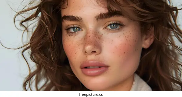 Close-up Portrait of a Woman with Freckles
