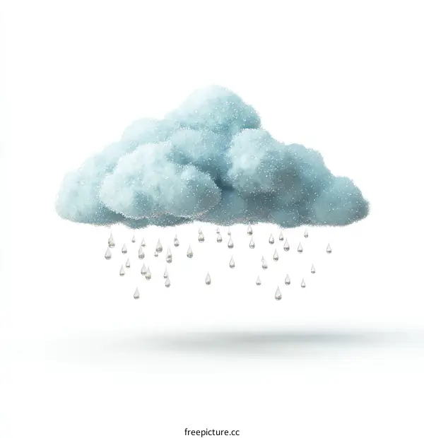 Fluffy Cloud with Rain Drops