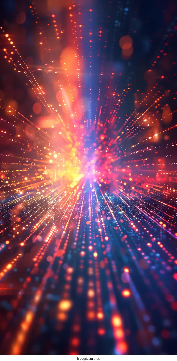 Abstract Colorful Light Particles Explosion Background