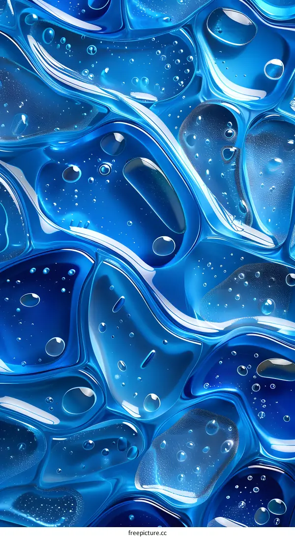 Blue Abstract Background with Liquid Bubbles
