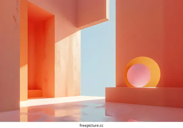 Abstract Geometric Background With Sphere And Minimalist Design