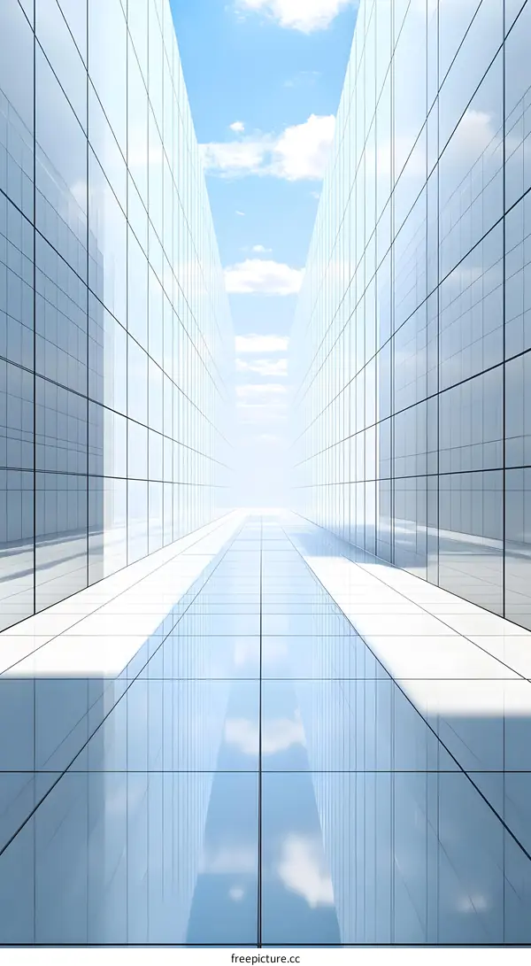 Modern Architecture Glass Building Corridor Sky Perspective