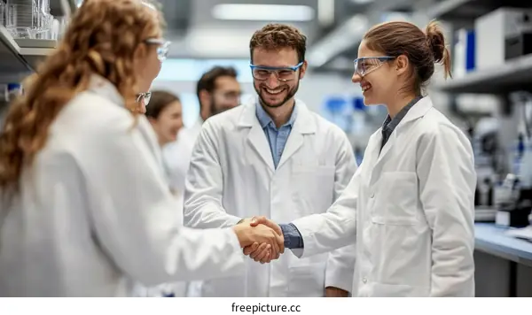 Scientists Collaboration in Laboratory Setting