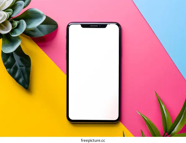 Blank Screen Smartphone on Colorful Background