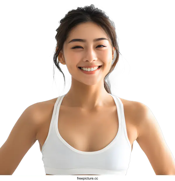 [Transparent Background PNG]Portrait of a young Asian woman smiling
