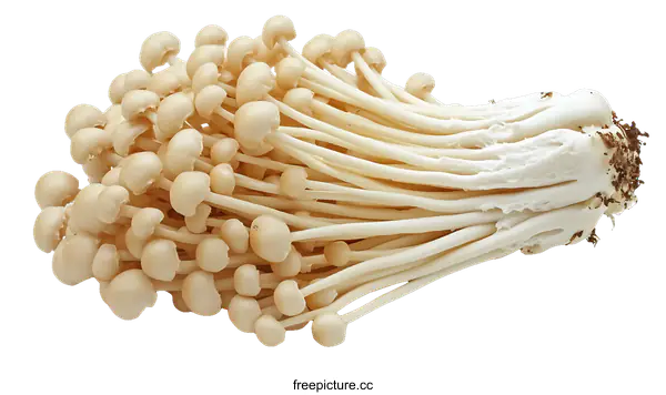 [Transparent Background PNG]Fresh Enoki Mushrooms Close-up
