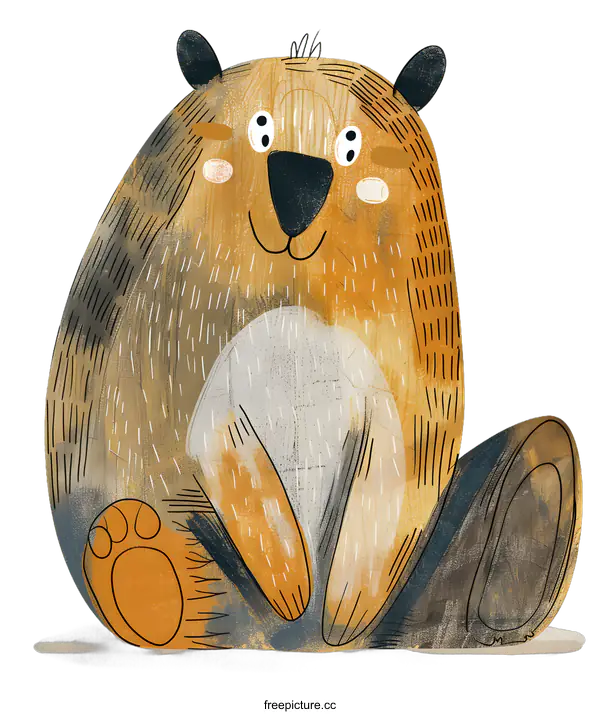 [Transparent Background PNG]Cute Cartoon Brown Bear Illustration