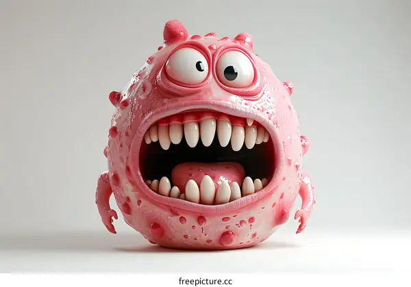 3D Cartoon Monster with Open Mouth