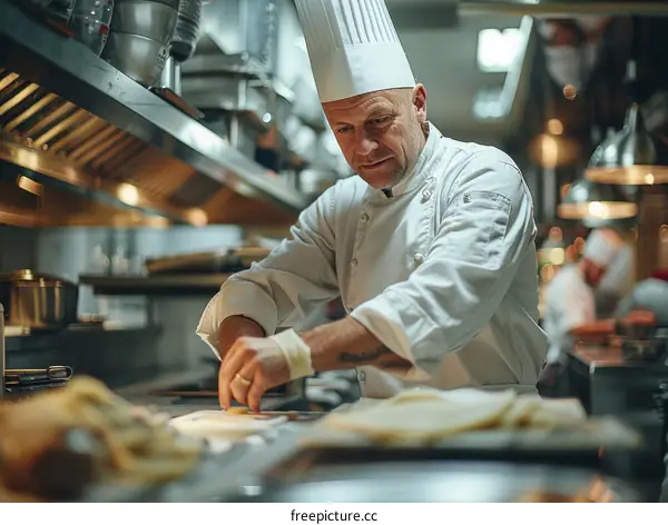 Professional chef in a commercial kitchen