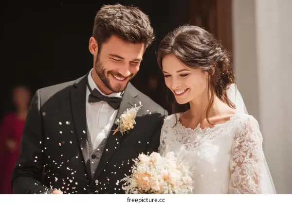 A Romantic Wedding Ceremony with Confetti