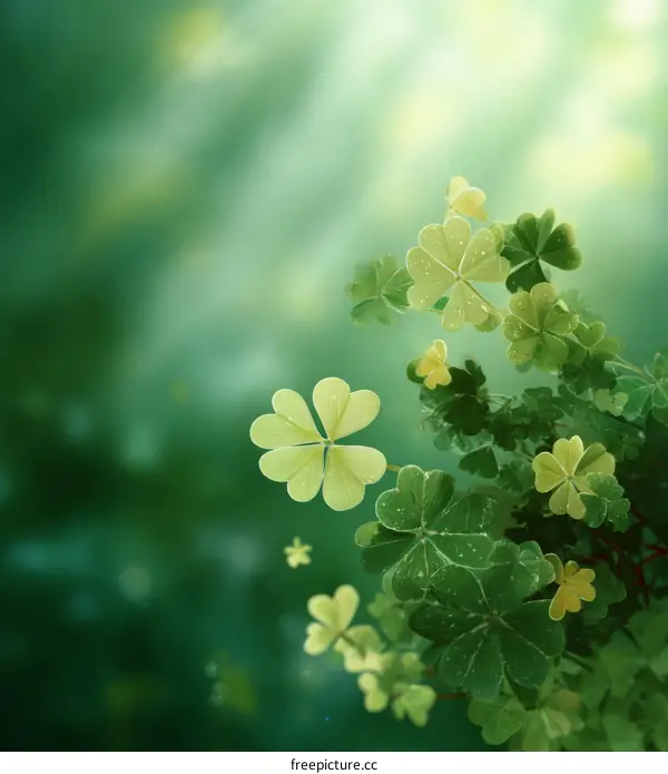 Delicate Clover Leaves in a Vibrant Green Setting