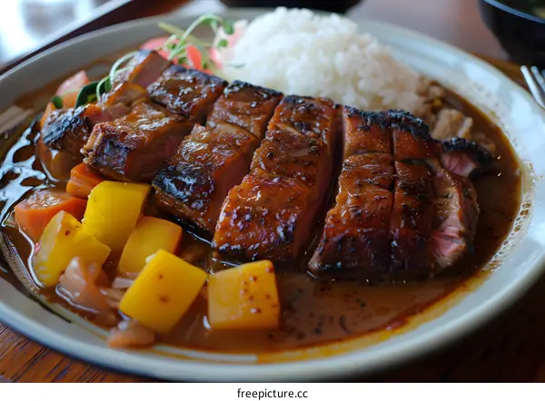 A plate of Japanese curry with beef