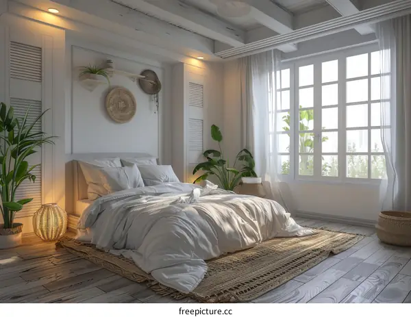 Bohemian Style Bedroom Interior Design Illustration