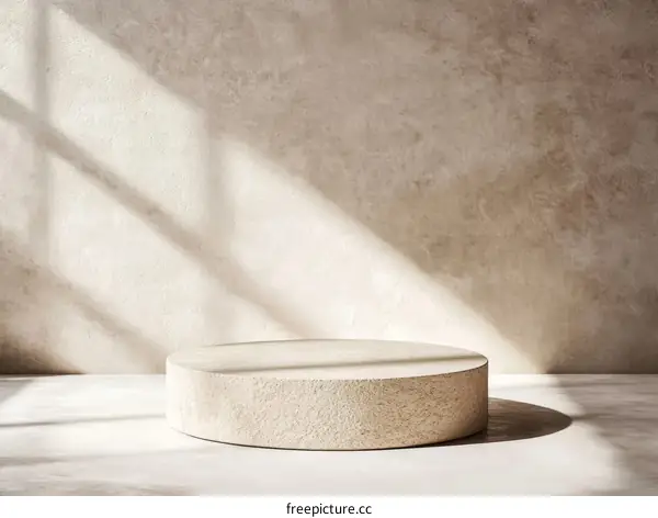 Beige Concrete Display Podium Minimalist Background