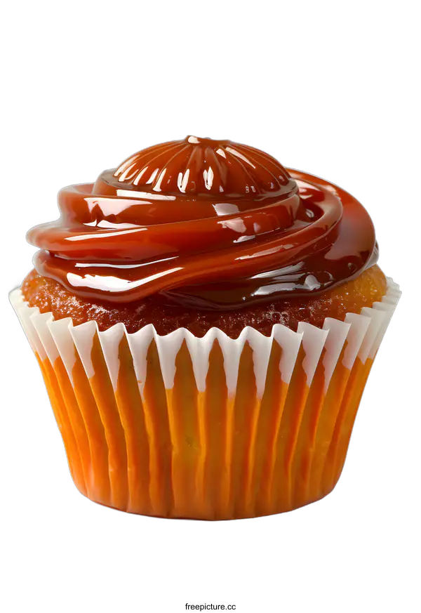 [Transparent Background PNG]A cupcake with caramel frosting