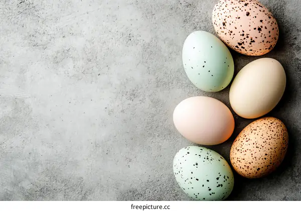 Colorful Easter Eggs on Gray Background