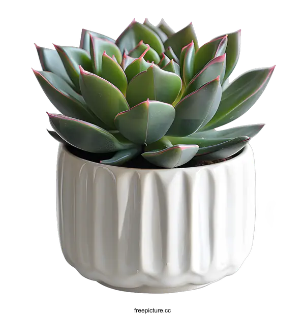 [Transparent Background PNG]A green succulent plant in a white ceramic pot