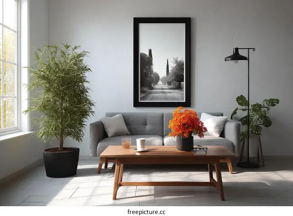 Modern Living Room Interior Design with Black Framed Art