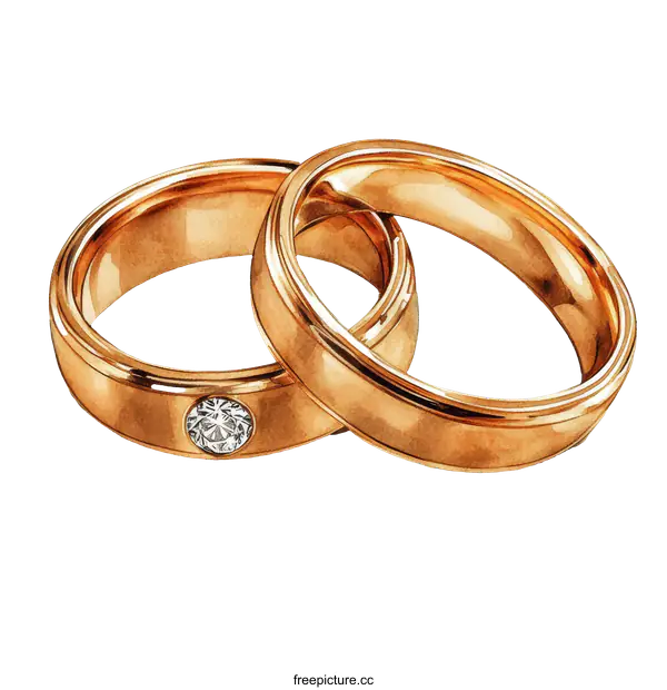 [Transparent Background PNG]Watercolor Illustration of Two Wedding Bands