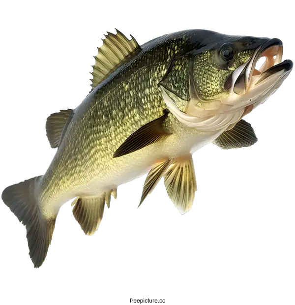 [Transparent Background PNG]largemouth bass fish isolated on white background