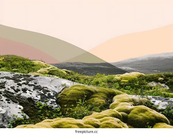 Abstract Green Hills Landscape Background