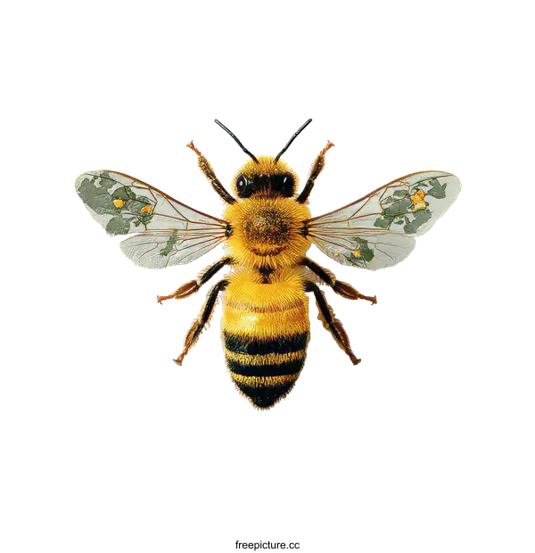 [Transparent Background PNG]Close Up Honeybee with Detailed Wings