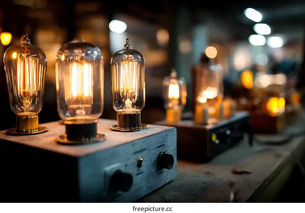 Vintage Edison Bulbs Lamp  Craft Wood Base Retro Style