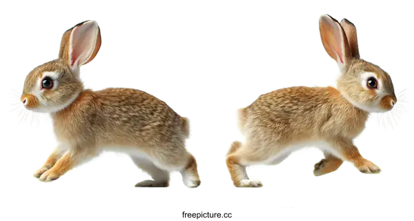 [Transparent Background PNG]Two Adorable Baby Rabbits in Action
