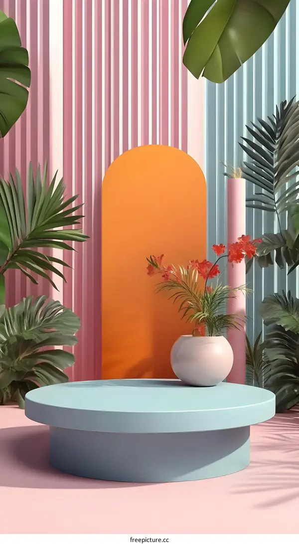 Minimalist Tropical Product Display Background