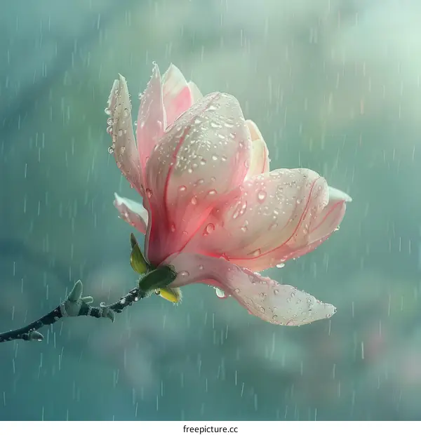 Raindrops on a magnolia flower